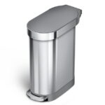 simplehuman 45 Liter / 12 Gallon Slim Hands-Free Kitchen Step Trash Can, Brushed with Plastic Lid