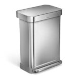 simplehuman 55 Liter / 14.5 Gallon Rectangular Kitchen Step Trash Can, Brushed Stainless Steel